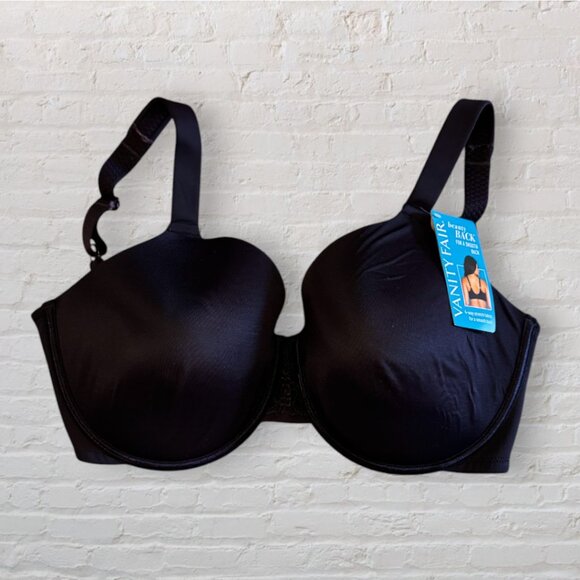 NWT VANITY FAIR 76380 Full Figure Beauty Back Underwire Smoothing Bra Black 34H - Picture 1 of 3